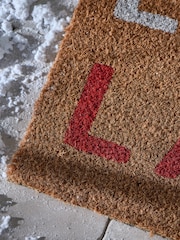 Red Christmas Fa La La Slogan Coir Doormat - Image 2 of 5