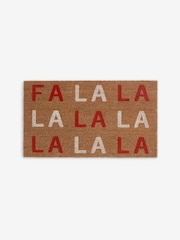 Red Christmas Fa La La Slogan Coir Doormat - Image 4 of 5