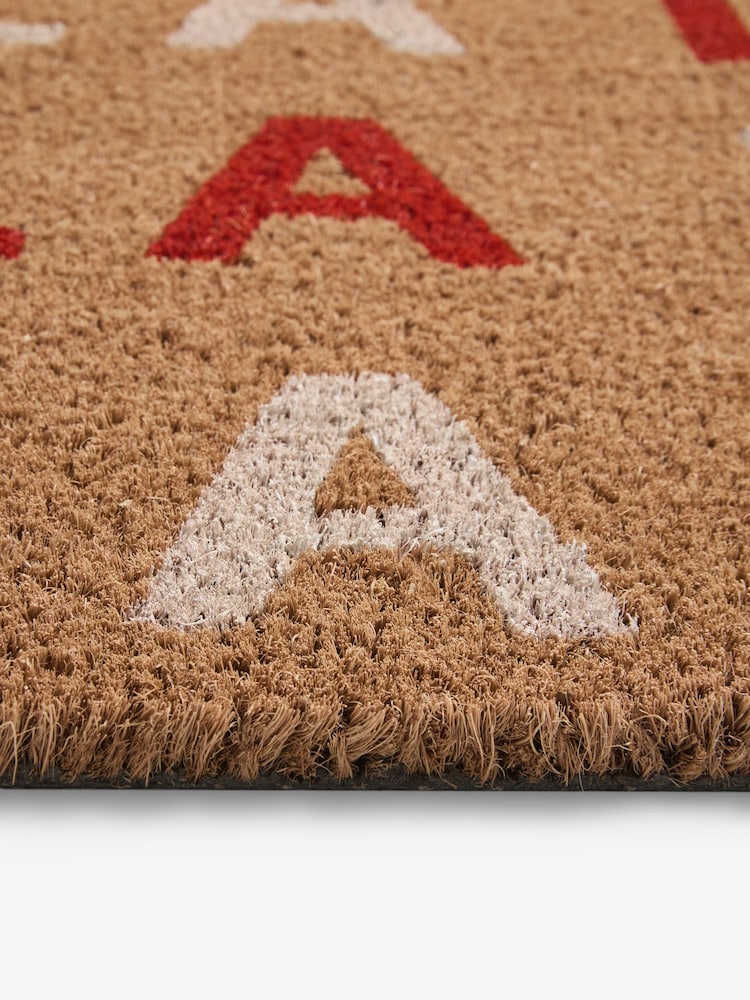 Red Christmas Fa La La Slogan Coir Doormat - Image 5 of 5