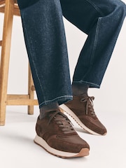 Marrón - Smart Casual Runners Trainers with Suede Trim - Imagen 1 de 6