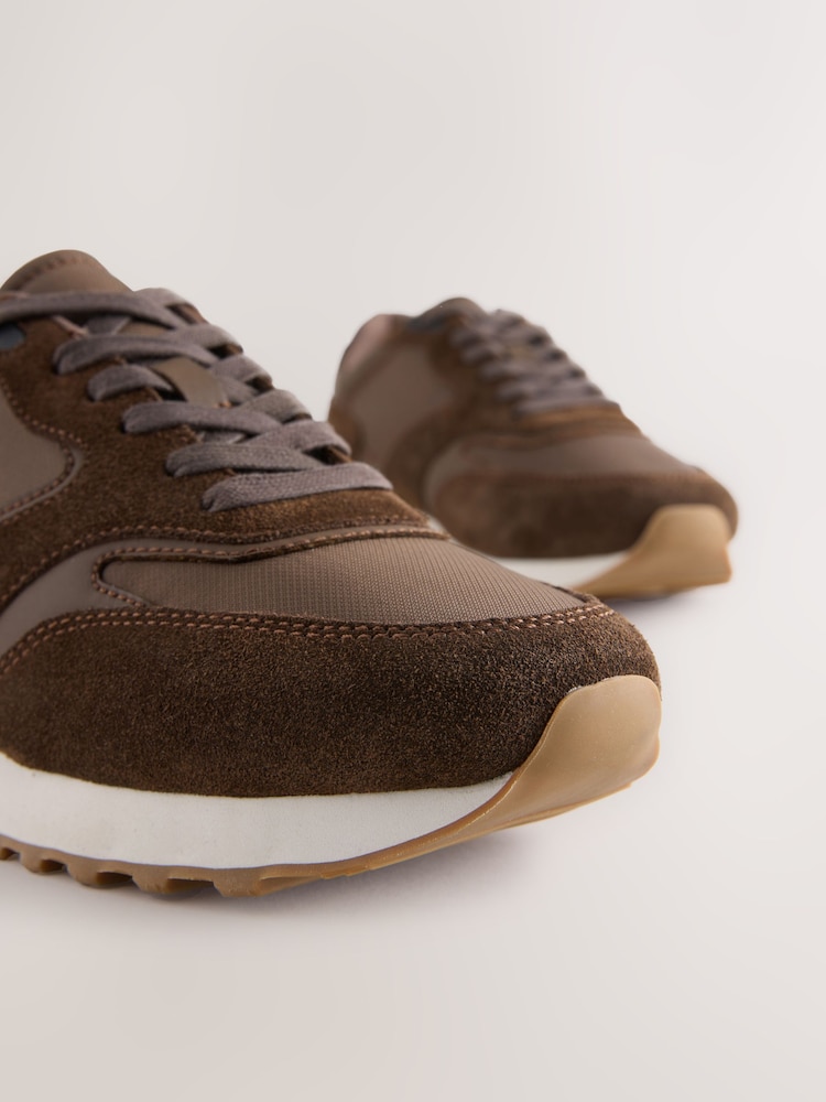 Marrón - Smart Casual Runners Trainers with Suede Trim - Imagen 6 de 6