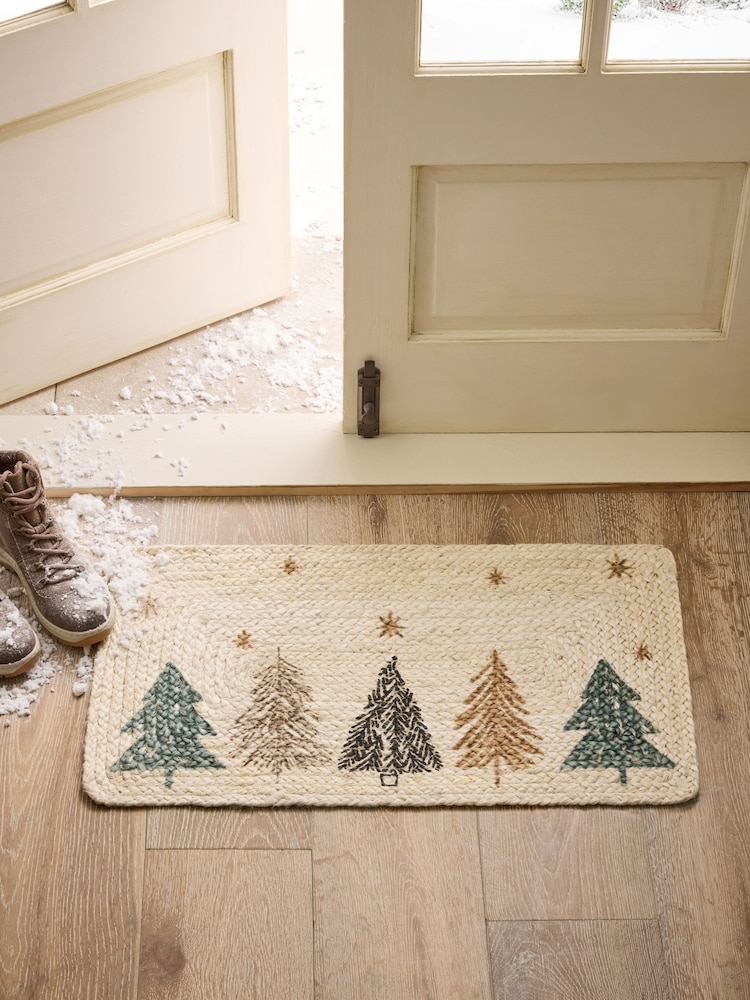 Natural Christmas Skandi Tree Jute Doormat - Image 1 of 4