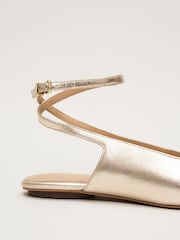 Phase Eight Gold Flat Shoes - Image 6 of 7