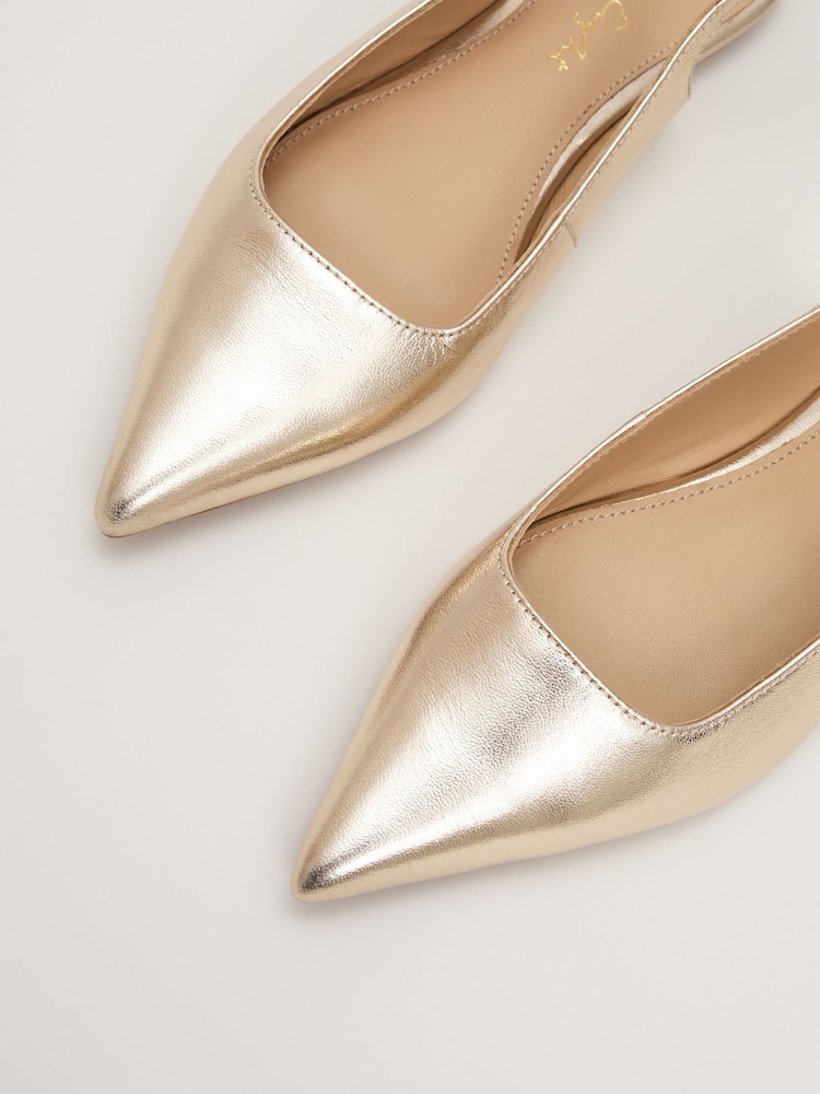 Phase Eight Gold Flat Shoes - Image 7 of 7