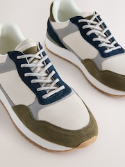 Green/White Trainers with Suede Trim - Image 4 of 6