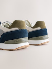 Green/White Trainers with Suede Trim - Image 5 of 6