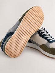 Green/White Trainers with Suede Trim - Image 6 of 6