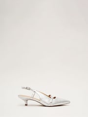 Phase Eight Silver Kitten Heels - Image 1 of 7