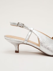 Phase Eight Silver Kitten Heels - Image 3 of 7