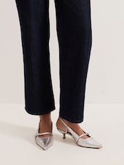 Phase Eight Silver Kitten Heels - Image 6 of 7