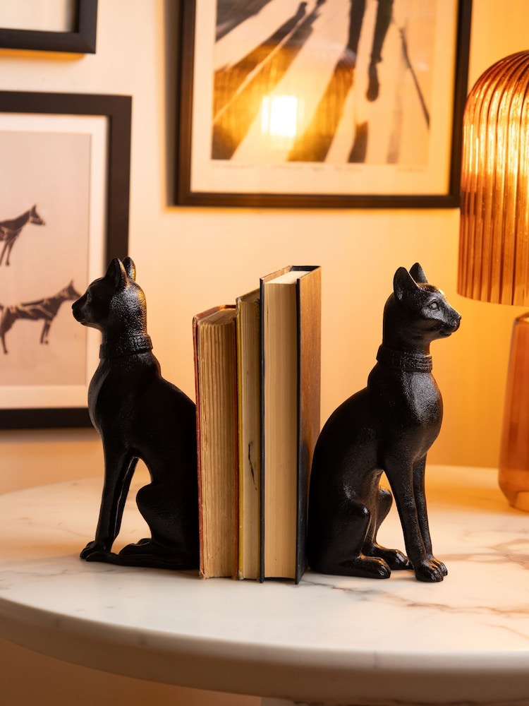Rockett St George Black Sitting Cat Bookends - Image 2 of 6