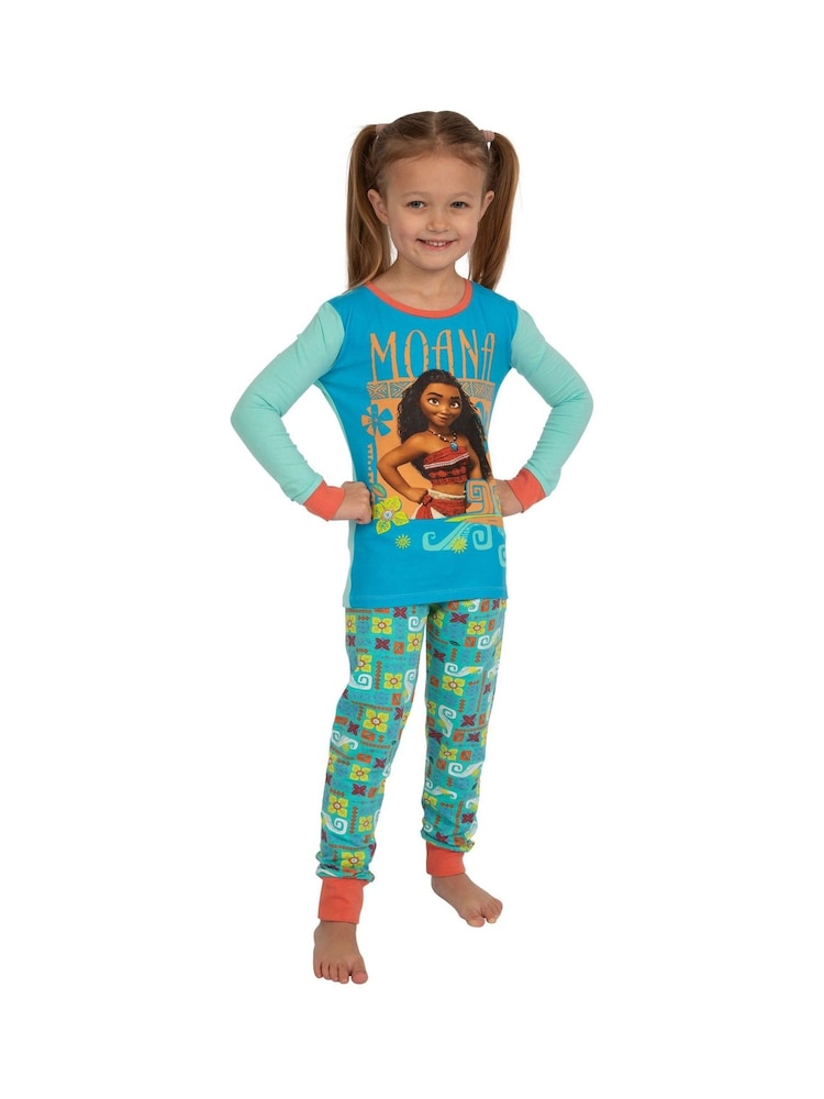 Character Blue Disney Moana Snuggle Fit Pyjamas - Image 6 of 10