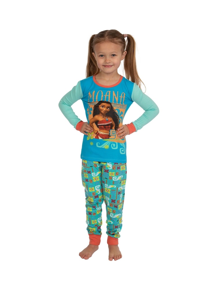 Character Blue Disney Moana Snuggle Fit Pyjamas - Image 7 of 10