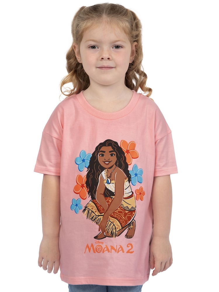 Character Pink Disney Moana 2 Short Sleeve 100% Cotton. T-Shirt - Image 1 of 10 Character Pink Disney Moana 2 Short Sleeve 100% Cotton. T-Shirt - Image 1 of 10