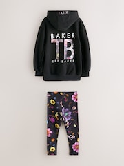 Baker by Ted Baker 2 Piece Longline Black Hoodie and Printed Leggings Set - Image 2 of 6
