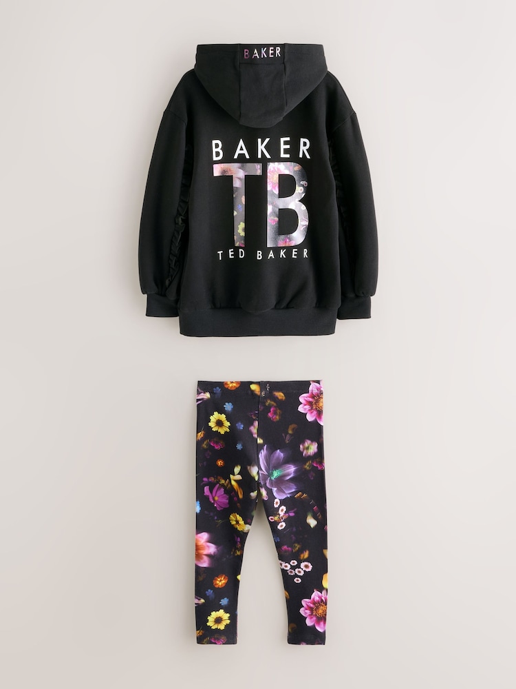 Baker by Ted Baker 2 Piece Longline Black Hoodie and Printed Leggings Set - Image 2 of 6