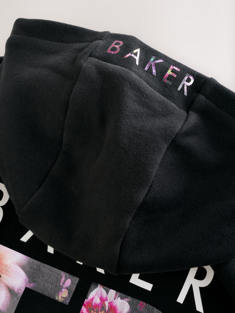 Baker by Ted Baker 2 Piece Longline Black Hoodie and Printed Leggings Set - Image 6 of 6
