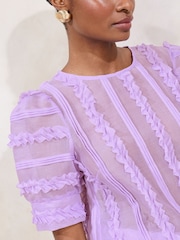 Morado - Lipsy Puff Sleeve 3D Detail T-Shirt - Imagen 2 de 4