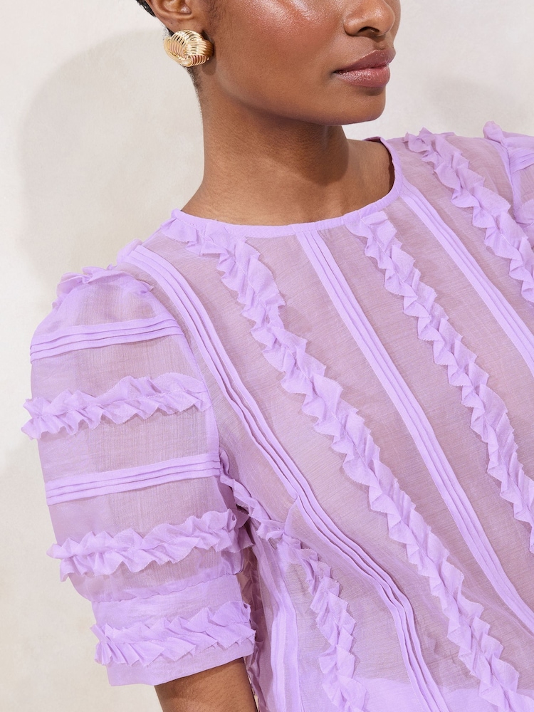 Morado - Lipsy Puff Sleeve 3D Detail T-Shirt - Imagen 2 de 4