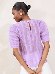 Morado - Lipsy Puff Sleeve 3D Detail T-Shirt - Imagen 4 de 4