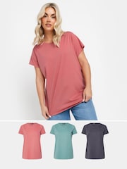 Yours Curve Pink Core Basic T-Shirts 3 Pack - Image 1 of 9