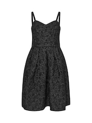 Yours Curve Black London Sweetheart Jacquard Prom Skater Dress - Image 5 of 5