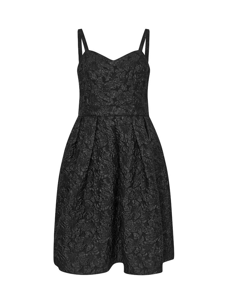 Yours Curve Black London Sweetheart Jacquard Prom Skater Dress - Image 5 of 5