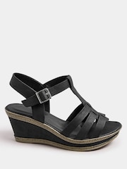 Yours Curve Black Extra Wide Fit Extra Wide Fit T-Bar Heeled Sandals - Image 2 of 5