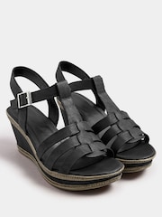 Yours Curve Black Extra Wide Fit Extra Wide Fit T-Bar Heeled Sandals - Image 3 of 5