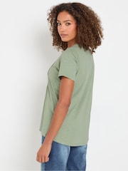 M&Co Green Short Sleeve 100% Cotton Henley Top - Image 3 of 5