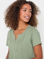 M&Co Green Short Sleeve 100% Cotton Henley Top - Image 4 of 5