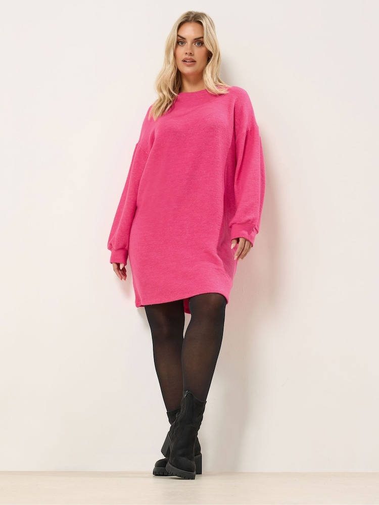 Yours Curve Pink Soft Touch Jumper Dress - Image 2 of 5