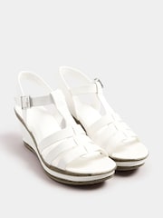 Yours Curve White Extra Wide Fit Extra Wide Fit T-Bar Heeled Sandals - Image 2 of 5