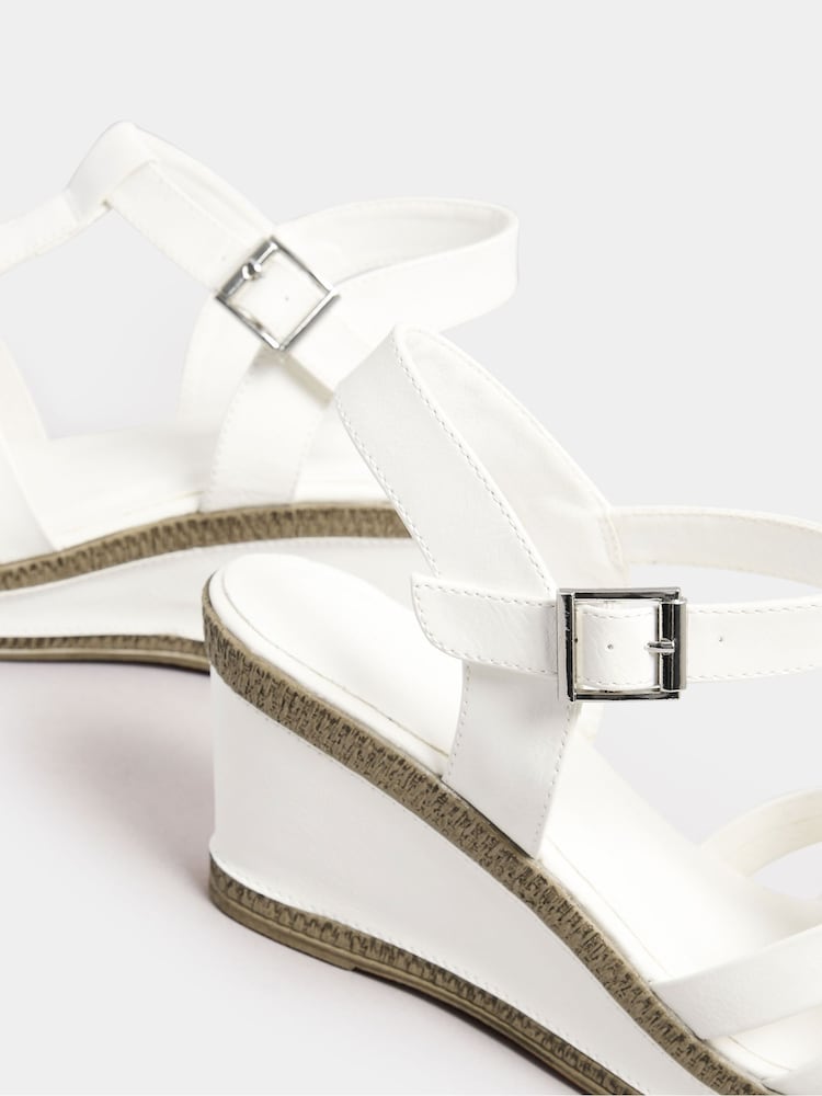 Yours Curve White Extra Wide Fit Extra Wide Fit T-Bar Heeled Sandals - Image 4 of 5