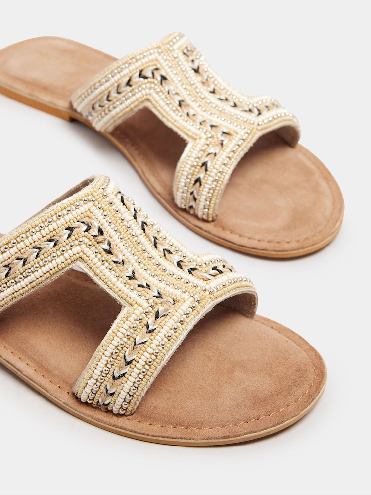 Long Tall Sally Natural Beaded Mules - Image 4 of 5