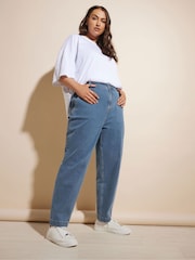Yours Curve Blue Barrel Jeans - Image 2 of 6