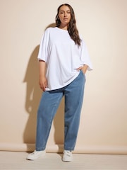Yours Curve Blue Barrel Jeans - Image 3 of 6