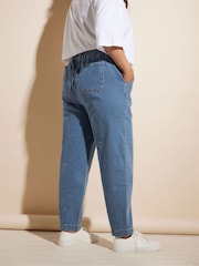 Yours Curve Blue Barrel Jeans - Image 4 of 6