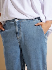Yours Curve Blue Barrel Jeans - Image 5 of 6