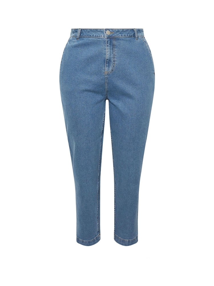 Yours Curve Blue Barrel Jeans - Image 6 of 6