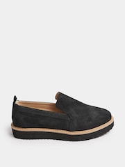 Yours Curve Black Wide Fit Wedge Slip On Loafers - Image 2 of 5