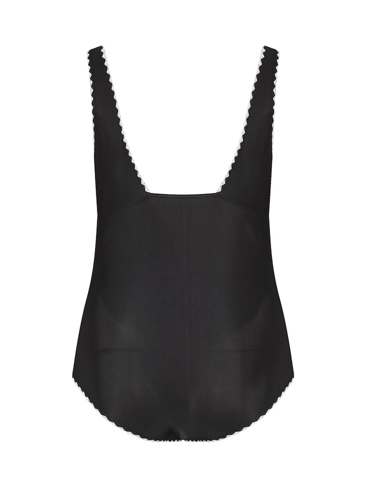 Negru - Costum de baie Yours Curve Păturică cu decolteu adânc și cusături - Imaginea 7 din 7