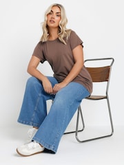 Yours Curve Brown Core Basic T-Shirts 3 Pack - Image 3 of 9