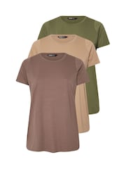 Yours Curve Brown Core Basic T-Shirts 3 Pack - Image 6 of 9