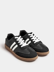 Yours Curve Black Extra Wide Fit Extra-Wide Fit Retro Stripe Trainers - Image 1 of 4