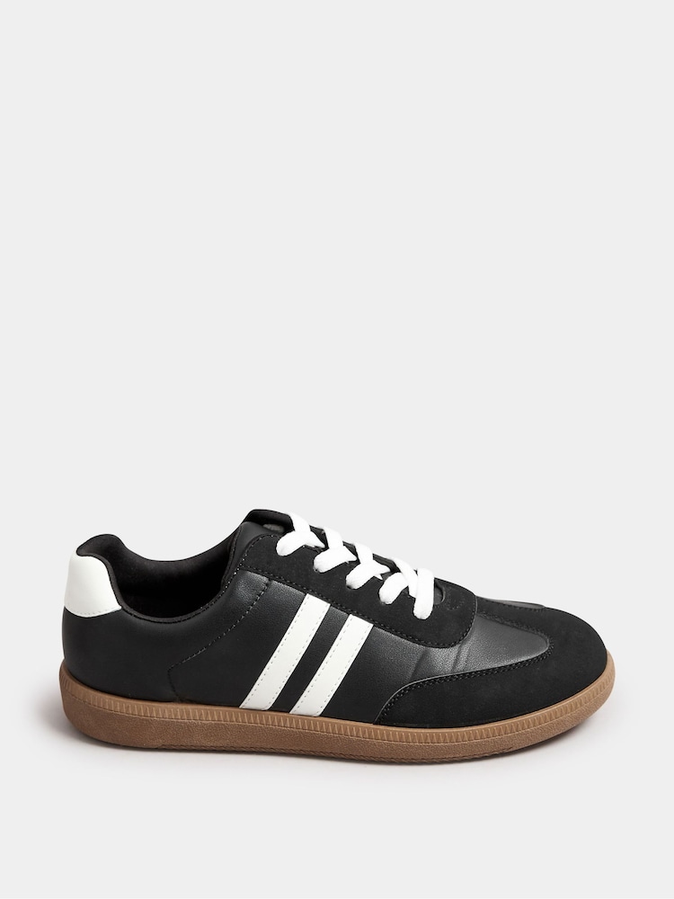 Yours Curve Black Extra Wide Fit Extra-Wide Fit Retro Stripe Trainers - Image 2 of 4