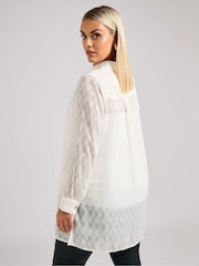 Yours Curve White London Textured Long Line Shirt - Image 3 of 5