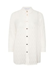 Yours Curve White London Textured Long Line Shirt - Image 5 of 5