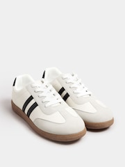Yours Curve White Extra Wide Fit Extra-Wide Fit Retro Stripe Trainers - Image 1 of 4