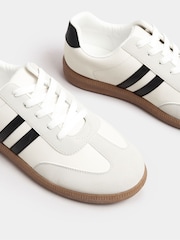 Yours Curve White Extra Wide Fit Extra-Wide Fit Retro Stripe Trainers - Image 3 of 4